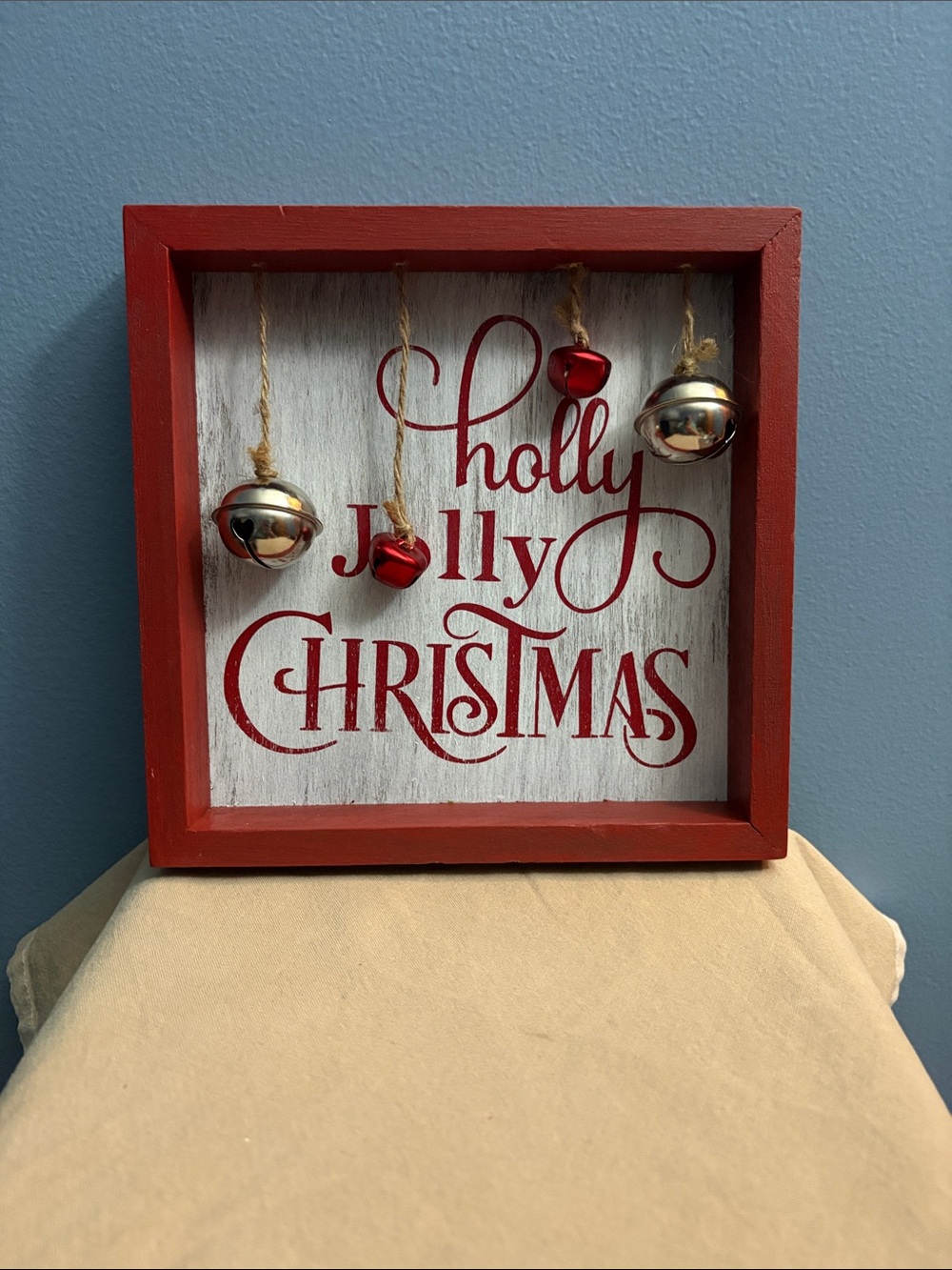 Holly Jolly Christmas Framed Holiday Sign - Red